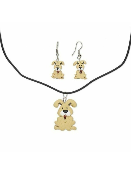 Fashion Jewelry Jewelry - Handmade Little Puppy Dogs Fimo Polymer Clay Necklace Earrings Set